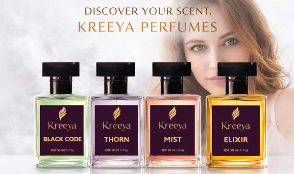 Kreeya Perfumes Combo - THORN, BLACK CODE, ELIXIR, MIST 50 ML